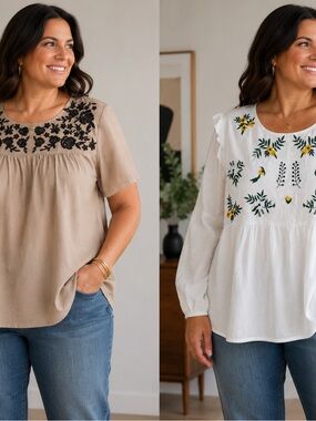 Embroidered Peasant Two Tops Bundle